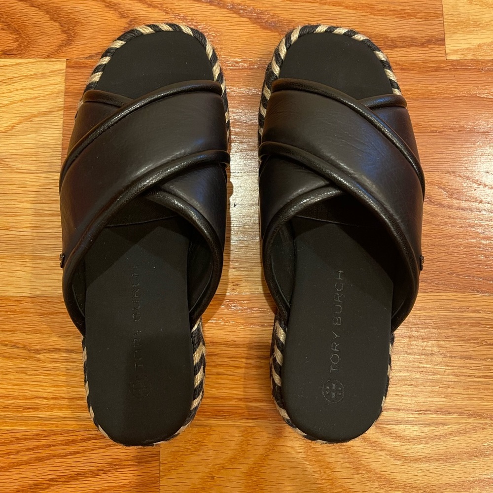 New Tory Burch Crossover Espadrille Slides